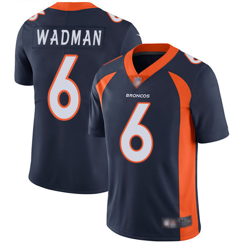 Men Denver Broncos 6 Colby Wadman Navy Blue Alternate Vapor Untouchable Limited Player Football NFL Jersey